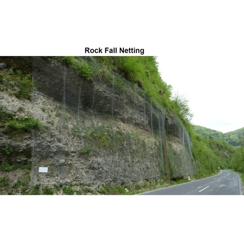 Hdpe Rock Fall Shield Mesh - 3000mm Dimensions, Silver Color, Square Hole Design, 12 Wire Gauge, Coated Surface Treatment