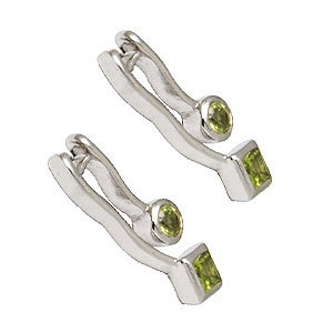 Long Silver Earrings In Peridot Earrings Gender: Women