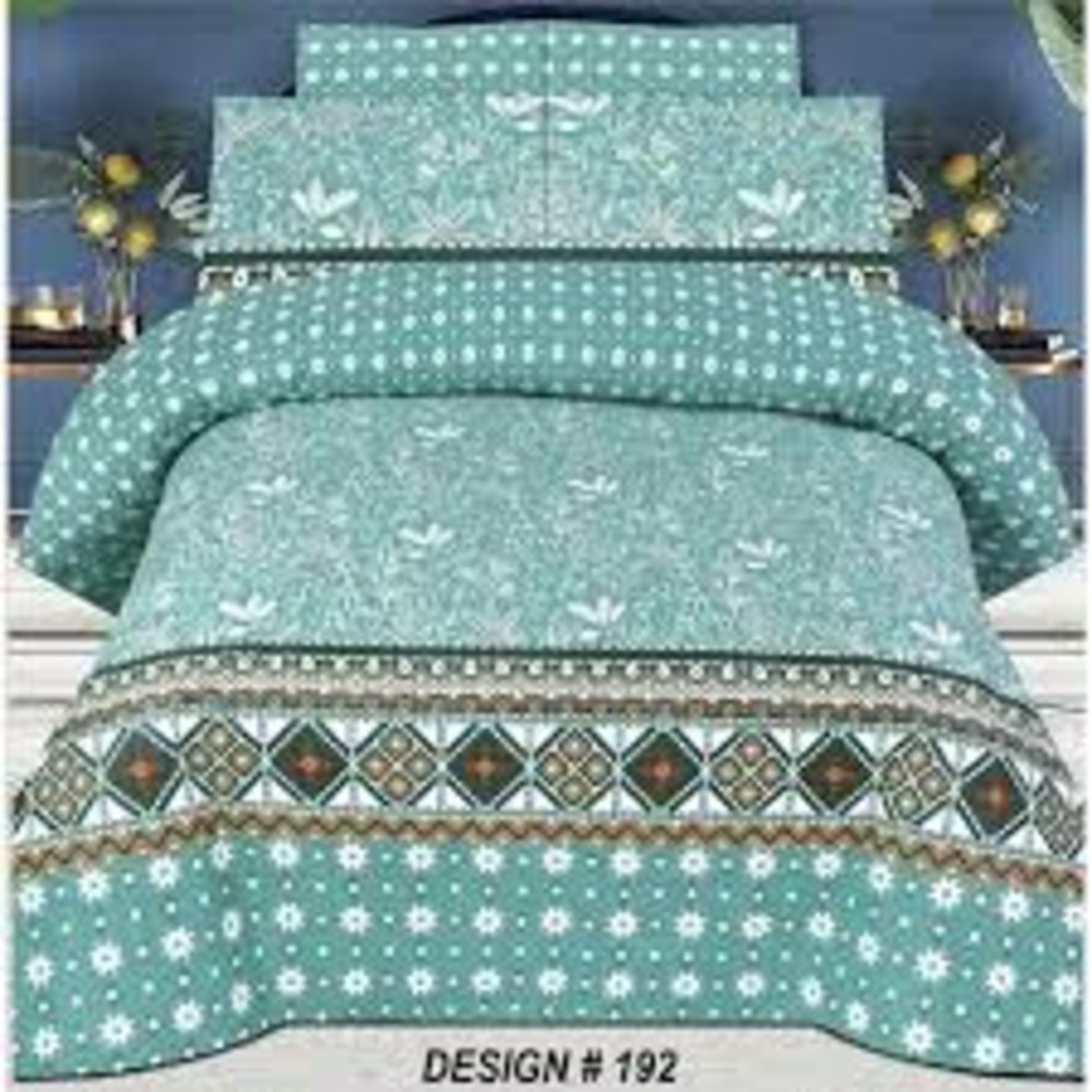 3d Printed Bedsheet - Glace Cotton, 90x100 Inch, Assorted Print | Washable, Plaid Style, Includes 2 Pillowcases, 144 Thread Count