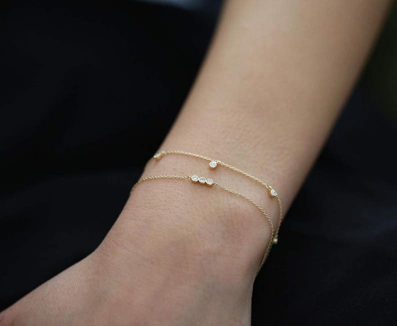 2.0mm Round Cut Colorless Diamond Bracelet - Diamond Clarity: Vvs1