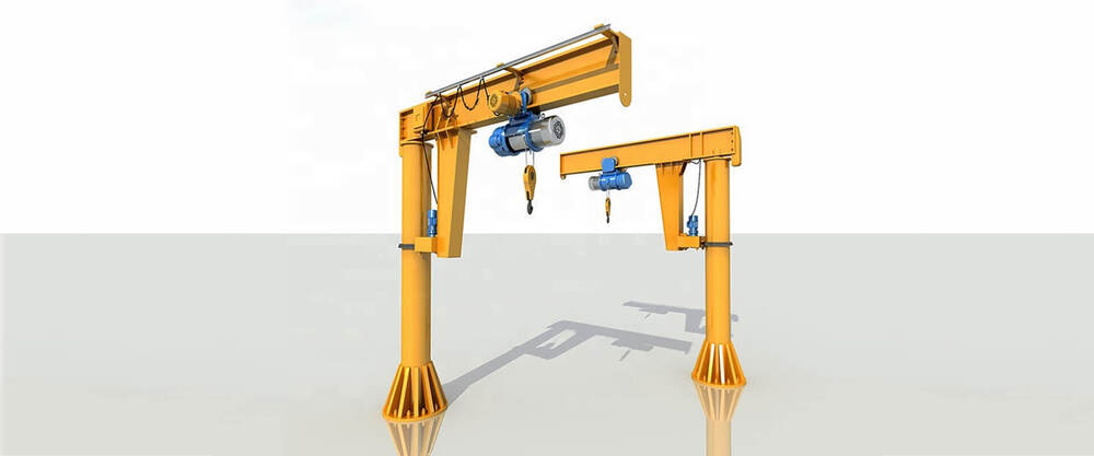 Industrial Jib Crane - Durable Steel Frame, 3000 Lbs Capacity , Golden Yellow Finish For Versatile Load Management