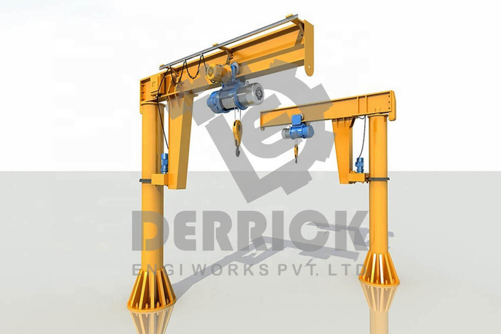 Industrial Jib Crane - Durable Steel Frame, 3000 Lbs Capacity , Golden Yellow Finish For Versatile Load Management
