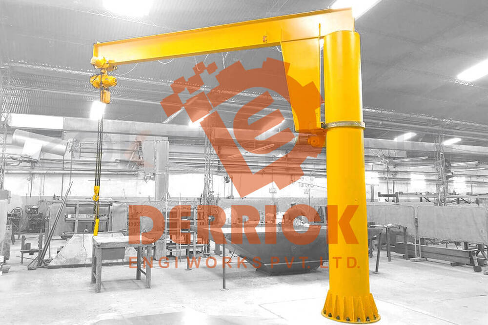 Industrial Jib Crane - Durable Steel Frame, 3000 Lbs Capacity , Golden Yellow Finish For Versatile Load Management
