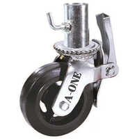 Heavy Duty Swivel Scaffolding Wheel - 6x2 Inch Rubber & Stainless Steel, Black Color With Double Ball Bearings And Brake Locking System | Ideal For Heavy Industry Applications, Bolt/hole Mount Type