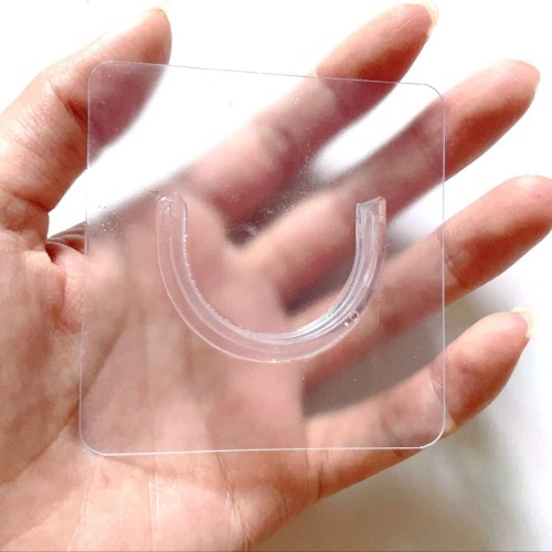 U Hook Sticker - High-quality Silicon, 8 Cm Square, Transparent Color | Self-adhesive For Glass, Metal, And Plastic Surfaces, Ideal For Organizing Cables And Hanging Posters