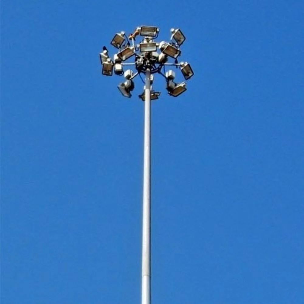 Polygonal High Mast Light Poles - Color: Silver