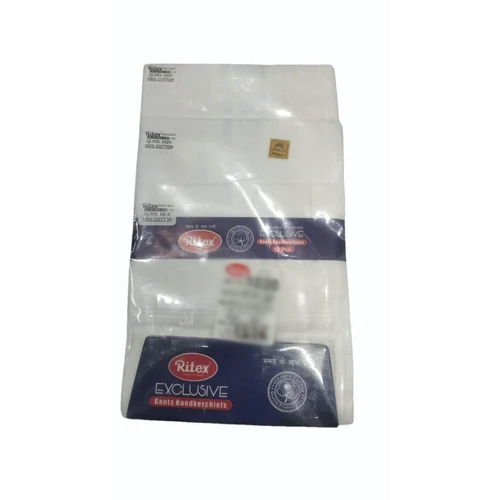 Men White Cotton Handkerchiefs - Size: 16X16 Inches