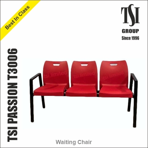 Stylish Red Waiting Chair - Durable Plastic & Metal | Modern Waiting Chair Manufacturer