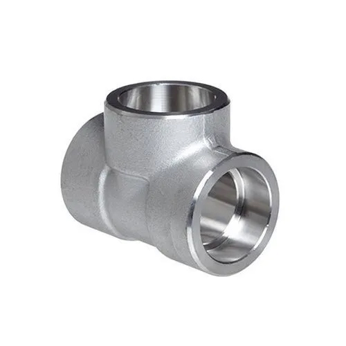 SS 304 Grade Socket Weld Unequal Tee - Stainless Steel, Round Shape, Silver Color | Durable Design for High-Pressure Pipe Connections