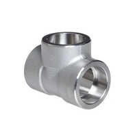 Ss 304 Grade Socket Weld Unequal Tee - Stainless Steel, Round Shape, Silver Color | Durable Design For High-pressure Pipe Connections