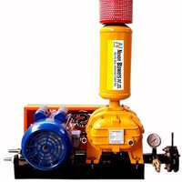 Aquaculture Twin Lobe Roots Blower - 380 Volt, 3 Horsepower, Blue | Long Life Span, High Pressure, Warranty Included