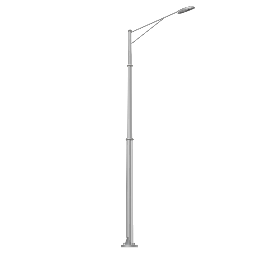 Single Arm Octagonal Street Light Polea - Color: Silver