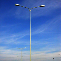 Octagonal Street Light Pole - Galvanized Iron, 9m Height, Warm White Lighting Color | Dual Arm Design For Enhanced Street Illumination