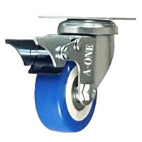 Anti Static Caster Wheel - Stainless Steel, 100x38 Size, Silver And Blue Color | Ideal For Industrial Applications, Durable Pu Material