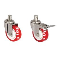 Pin Type Caster Wheel - Pu & Ss Material, Various Sizes Available, Silver & Red Colors | Ideal For Industrial Applications, Plain Surface Design