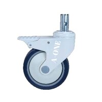 Medical Caster Wheel - Thermoplastic Rubber, 125 Mm Diameter, 6x30 Mm Plate Size, White Color | 100 Kg Load Capacity, Industrial Application