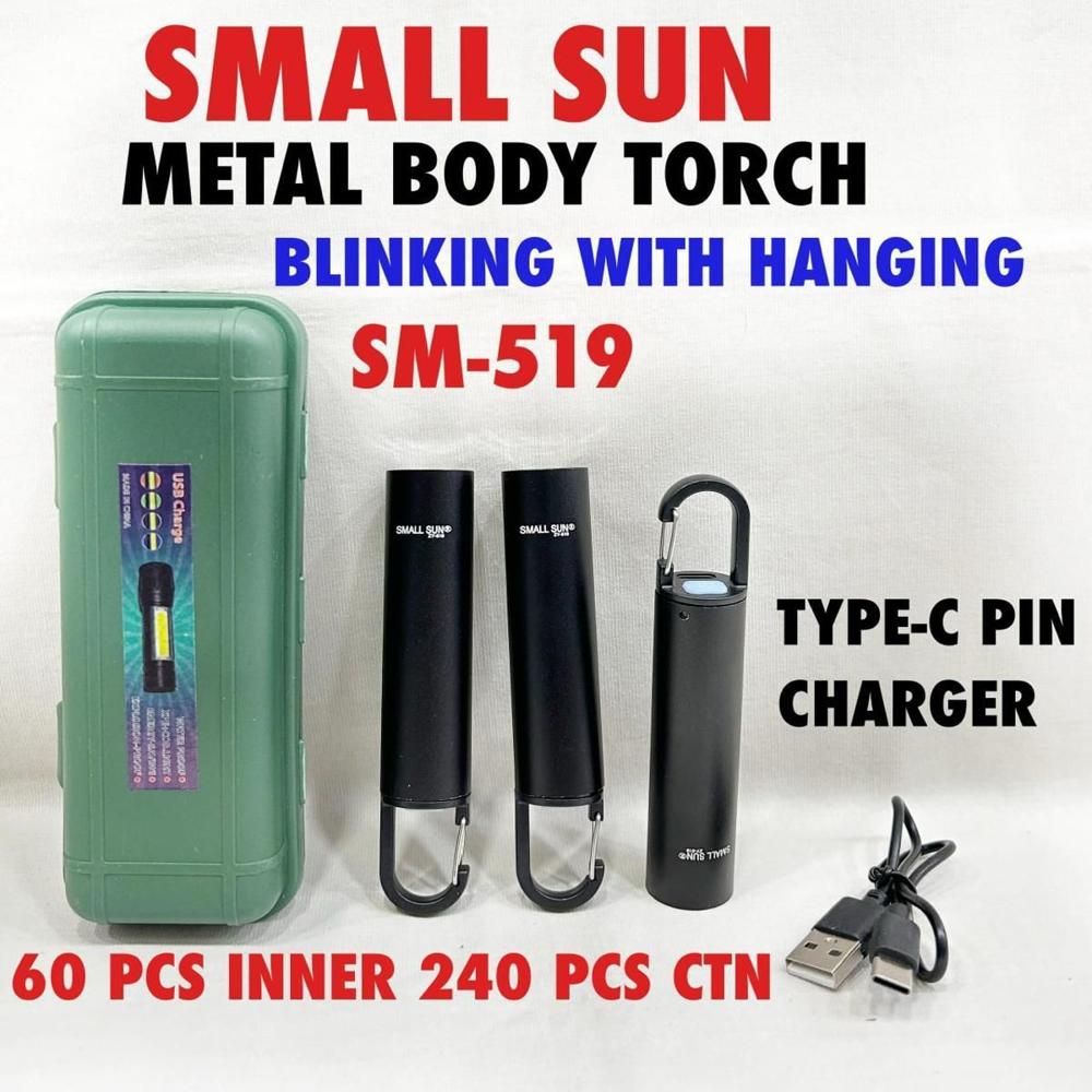 Metal Torch - Metal, 50x25mm, Black | Lithium-ion Usb-c Charging For Emergency Lighting & Outdoor Activities