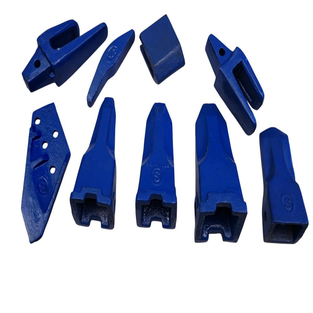 Excavator Bucket Tooth Points Side Cutters & Adopters - Stainless Steel Blue Color | 1-Year Warranty General Use Excavator Components