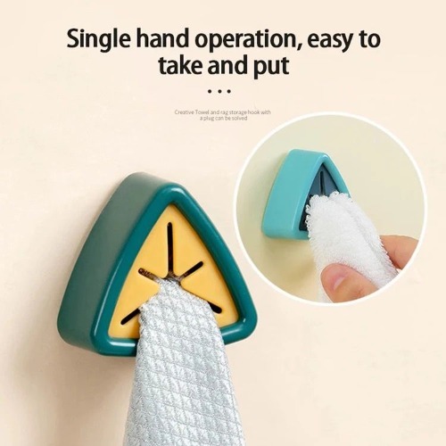 Triangle Punch Free Hook - Abs & Silicone Material, 5x5 Cm Multicolor | Strong Adhesion, Easy Installation, Versatile Towel Holder
