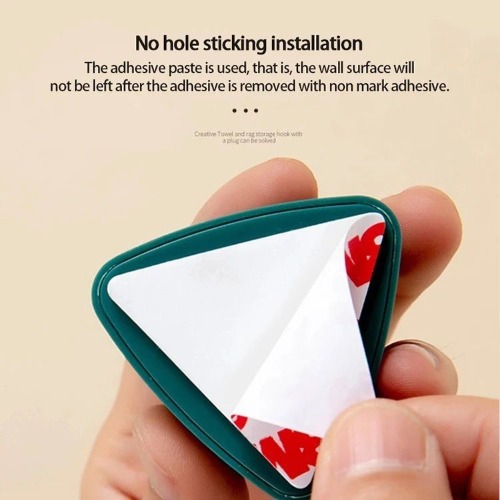 Triangle Punch Free Hook - Abs & Silicone Material, 5x5 Cm Multicolor | Strong Adhesion, Easy Installation, Versatile Towel Holder