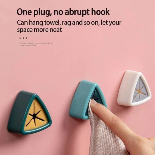 Triangle Punch Free Hook - Abs & Silicone Material, 5x5 Cm Multicolor | Strong Adhesion, Easy Installation, Versatile Towel Holder