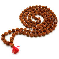 Rudraksha Mala - Wood, Different Sizes, Red Color | Durable Polish Finish, Ideal For Meditation And Hindu Rituals, Symbol Of Devotion