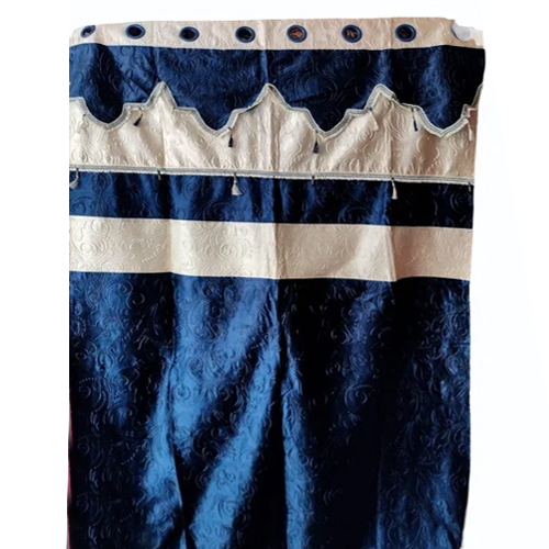 7 Feet Long Crush Polyester Curtain Fabric - Color: Blue