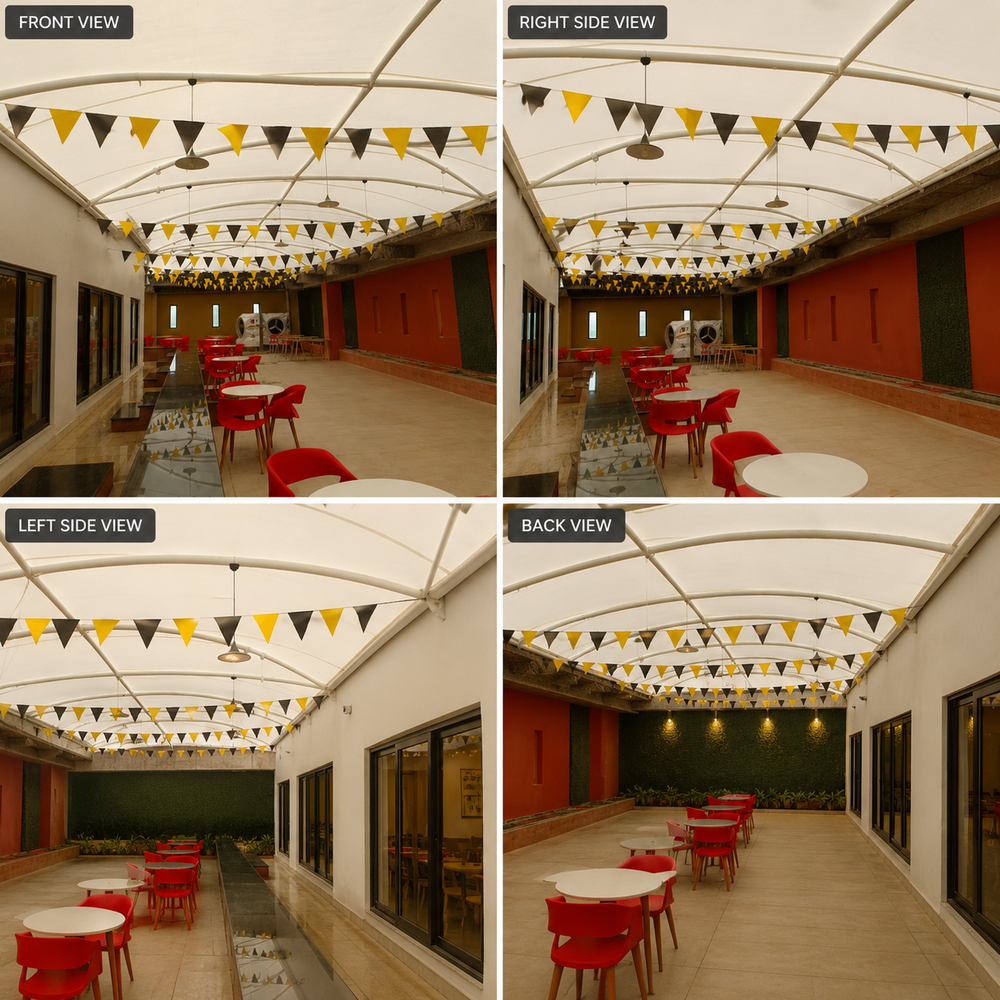 Conical Tensile Structure - Polyester or PTFE, Durable White Powder-Coated Finish, Aluminium/Iron/Stainless Steel Poles, High-Quality Outdoor Event Canopy
