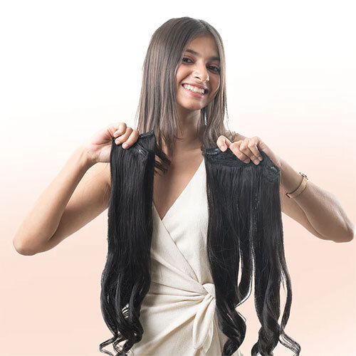 3 टुकड़ा Clip Set - Volumizers & Clip-in Hair Extensions - 100% Human Hair Extensions