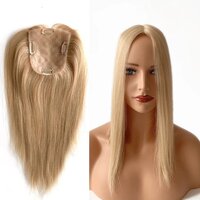 Silk Base Hair Topper - Straight blond With 4clips Virgin Human Hair