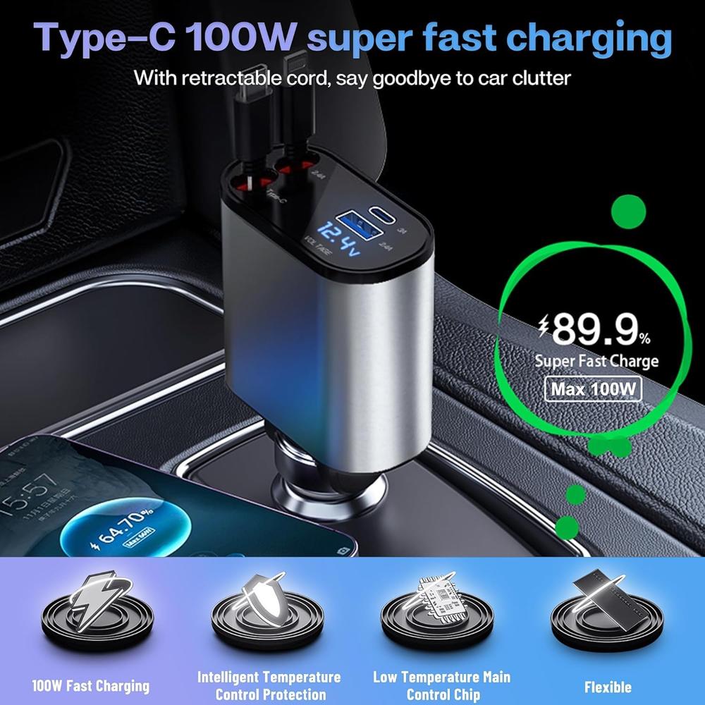 4 in 1 Super Fast Car Phone Charger