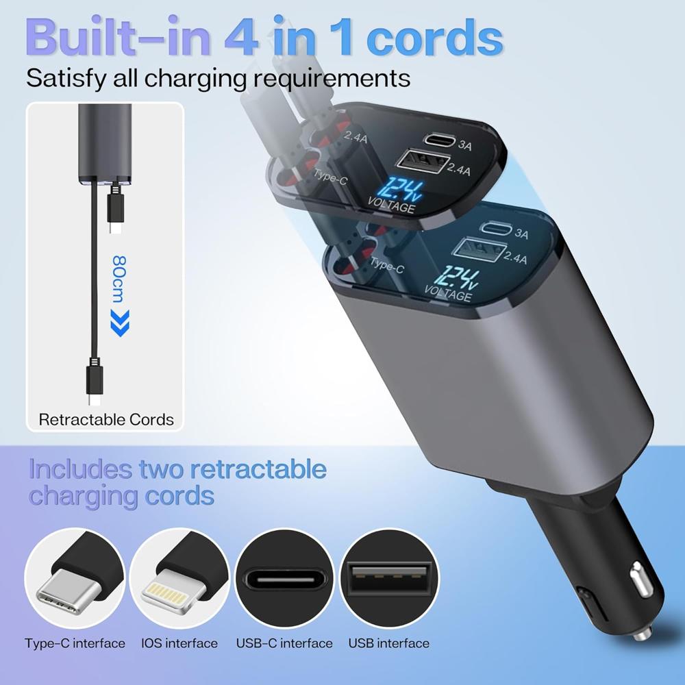 4 in 1 Super Fast Car Phone Charger