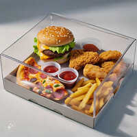 Food Tray Packaging Box - Plastic Material, Customizable Size, Transparent Color, Glossy Lamination Finish, Rectangular Shape For Food Industry Use