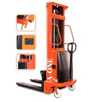 Semi Electric Stacker - 1500-2000kg Capacity, 90-3500mm Lifting Height | Strong Orange Design, Industrial Use, 1 Year Warranty