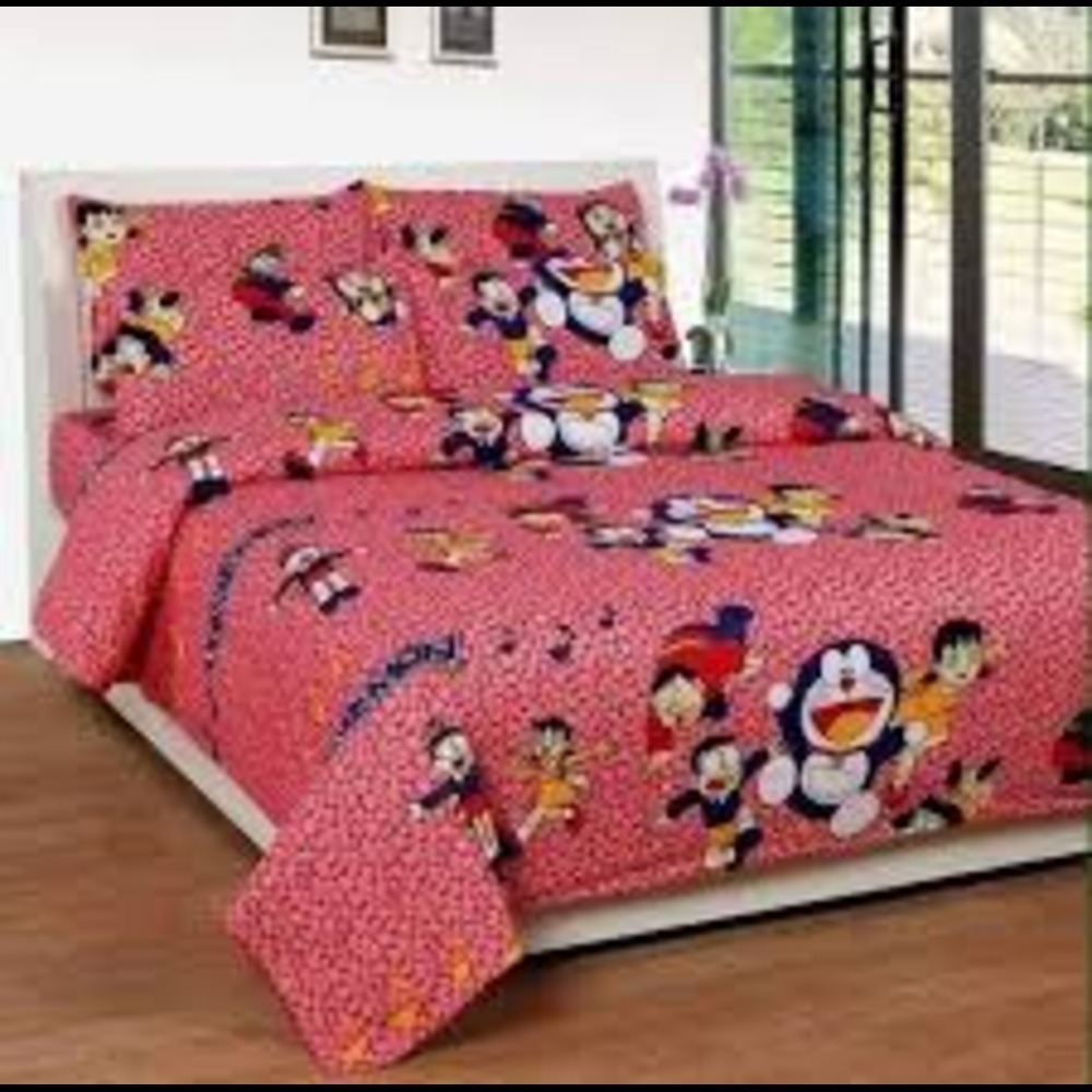 Babies Cartoon Bedsheet - 60*90 Inch, Assorted Prints | 50% Polyester And 50% Cotton, Washable, Comes With 2 Pillowcases, Soft And Lightweight
