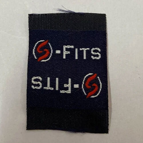 70GSM Printed Cotton Woven Label - Cotton Material, 70GSM Size, Blue Color | Rectangle Shape, Shrink Label Tape Type, Plain Design Printing