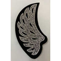 Embroidered Cotton Woven Label - Cloth Material, Rectangle Shape, Silver & Black Colors | Hot Melt Adhesive, Adhesive Sticker Design Printing
