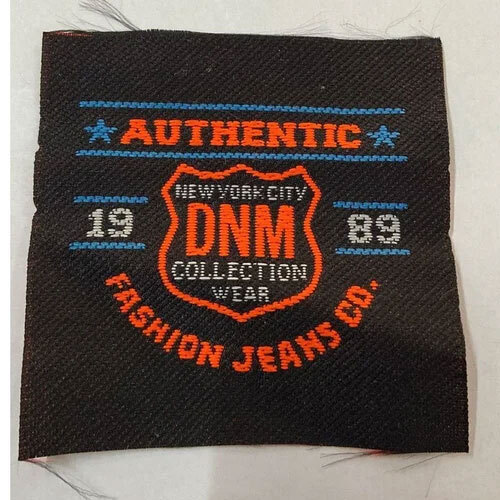 75GSM Printed Cotton Woven Label - Cotton Material, Rectangular Shape, Blue Color | Adhesive Sticker with Hot Melt Adhesive, Plain Design