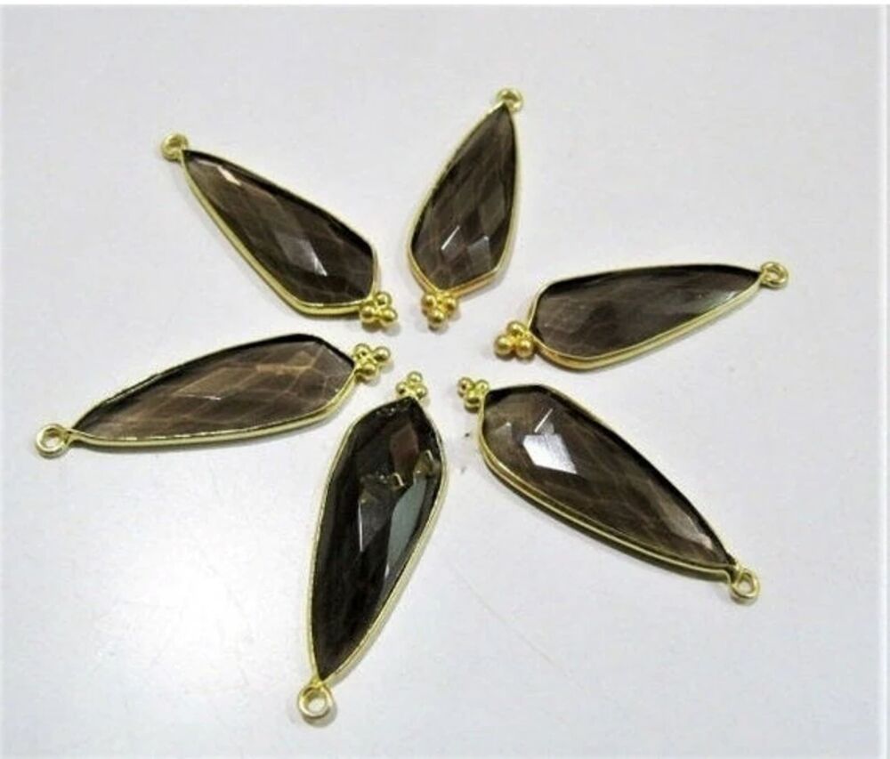 2 Pcs Set Natural Smoky Quartz Long Pear Shape 10x30mm