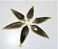 2 Pcs Set Natural Smoky Quartz Long Pear Shape 10x30mm