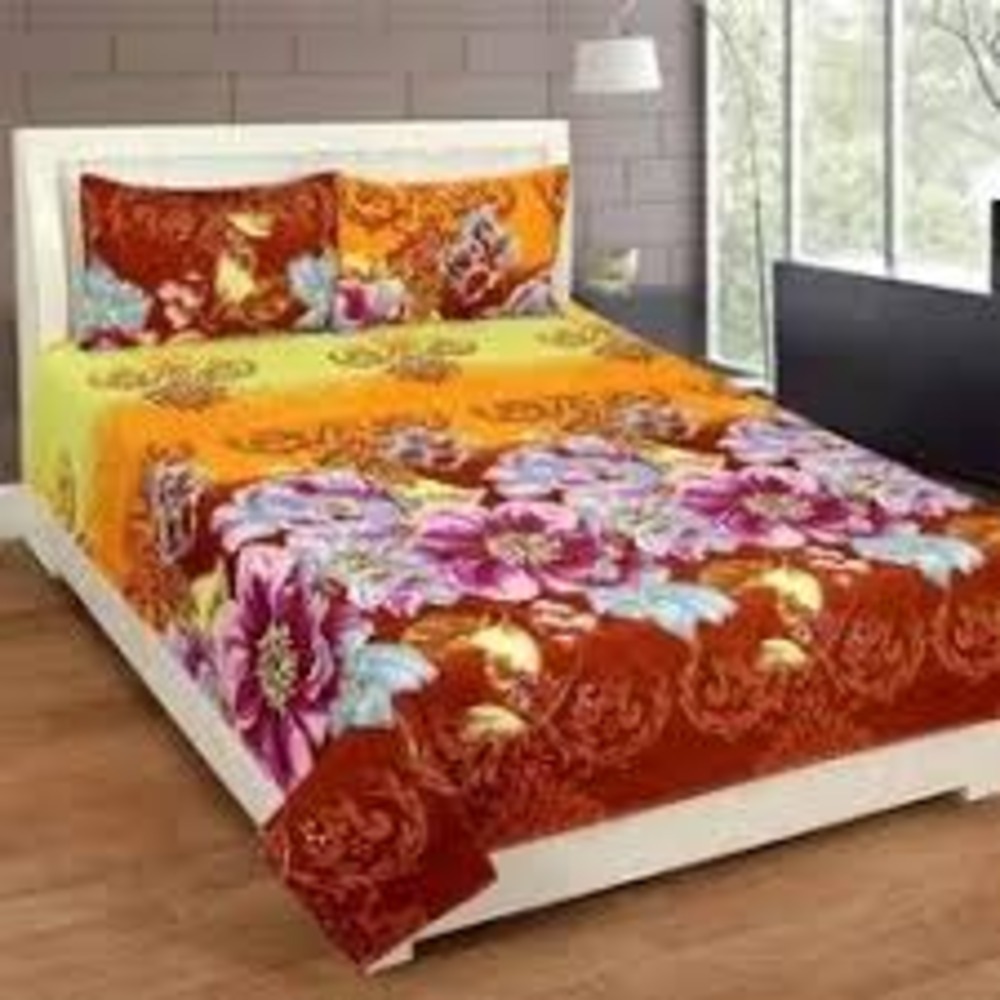 3d Printed Bedsheet - Glace Cotton, 90x100 Inch, Assorted Print | Washable, Plaid Style, Includes 2 Pillowcases, 144 Thread Count