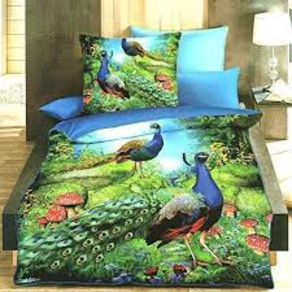 3d Printed Bedsheet - Glace Cotton, 90x100 Inch, Assorted Print | Washable, Plaid Style, Includes 2 Pillowcases, 144 Thread Count