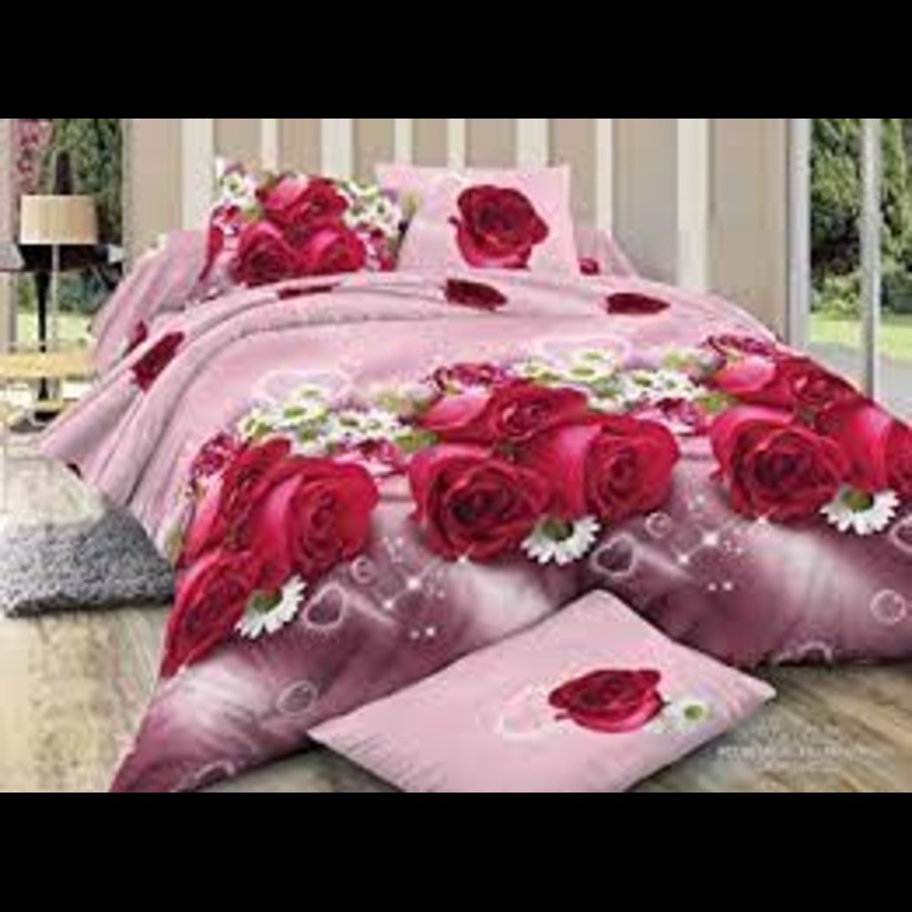 3d Printed Bedsheet - Glace Cotton, 90x100 Inch, Assorted Print | Washable, Plaid Style, Includes 2 Pillowcases, 144 Thread Count