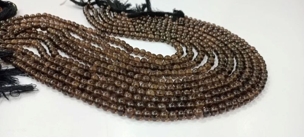 Natural Smoky Quartz Round Plain Smooth 5- 6mm best Quality Beads