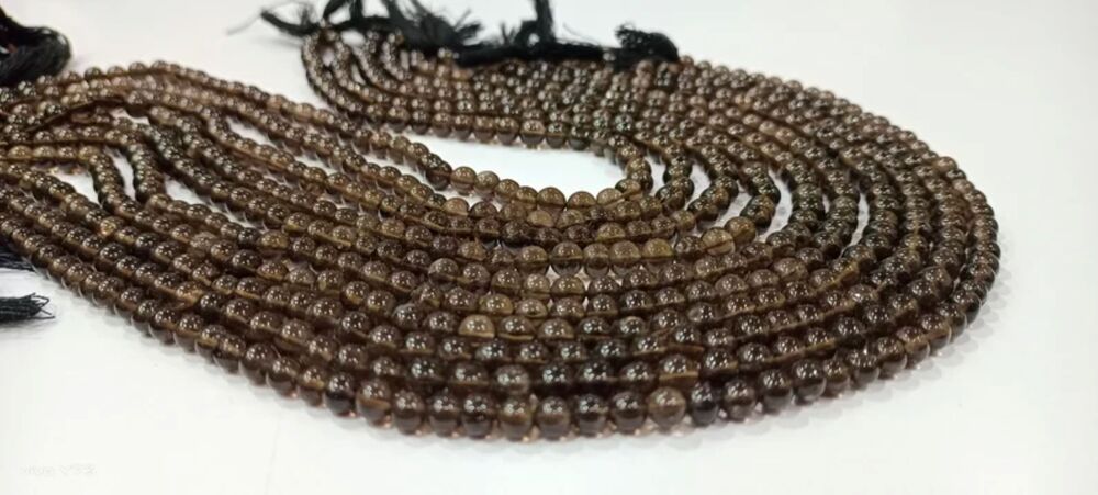 Natural Smoky Quartz Round Plain Smooth 5- 6mm best Quality Beads