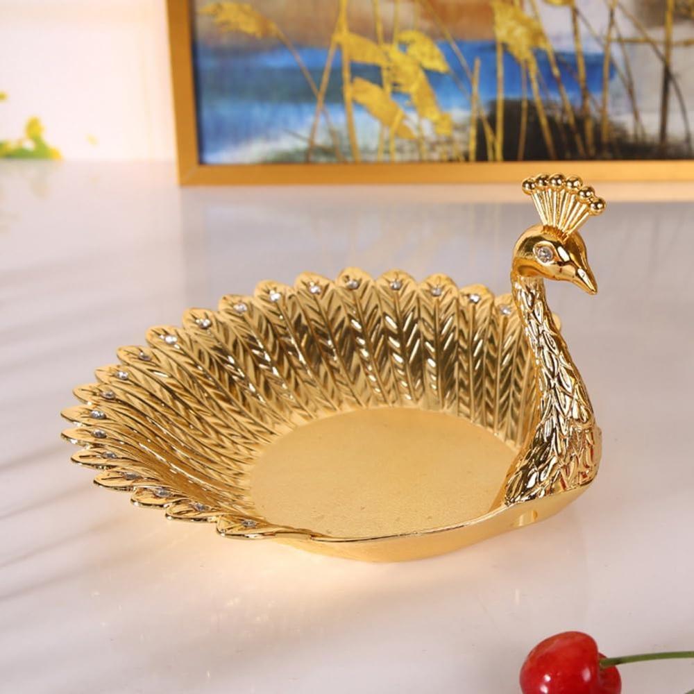 Brass Metal Serving Tray - 300 Grams, Golden Color, Antique Imitation Style, Animal Theme, Perfect For Art & Collectible, Holiday Decoration, And Home Decor