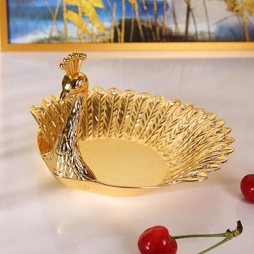 Brass Metal Serving Tray - 300 Grams, Golden Color, Antique Imitation Style, Animal Theme, Perfect For Art & Collectible, Holiday Decoration, And Home Decor