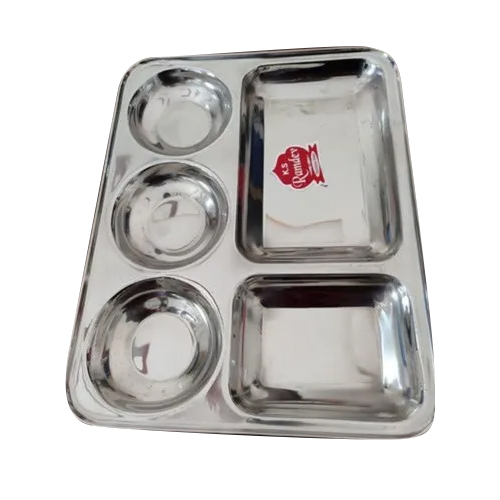 Stainless Steel 202 Compartment Plate - Color: Silver / Grey