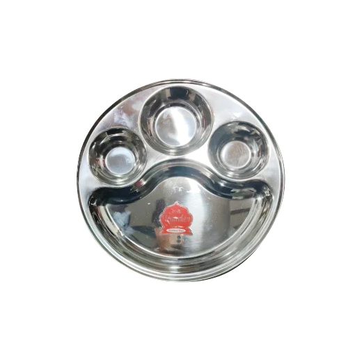 Stainless Steel Bhojan Thali For Home - Color: Silver