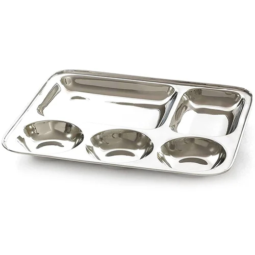 Stainless Steel Cafeteria Thali - Color: Silver / Grey